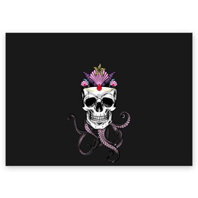 Поздравительная открытка с принтом Octo-Queen в Тюмени, 100% бумага | плотность бумаги 280 г/м2, матовая, на обратной стороне линовка и место для марки
 | Тематика изображения на принте: abyss | crown | depth | ocean | octopus | queen | sea | shell | skull | water | вода | глубина | королева | корона | море | океан | осьминог | пучина | ракушка | череп