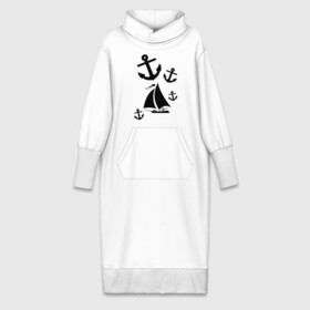 Платье удлиненное хлопок с принтом Яхта в Тюмени,  |  | корабль | паруса | парусник | судно | якорь | яхта