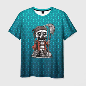 Мужская футболка 3D с принтом Рыбак в Тюмени, 100% полиэфир | прямой крой, круглый вырез горловины, длина до линии бедер | Тематика изображения на принте: fish | fisher | рыба | рыбак | рыбака | рыбалка | скелет