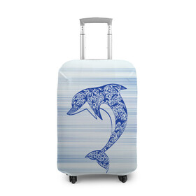 Чехол для чемодана 3D с принтом Дельфин в Тюмени, 86% полиэфир, 14% спандекс | двустороннее нанесение принта, прорези для ручек и колес | Тематика изображения на принте: cute | dolphin | два дельфина | дельфин | дельфин в море | дельфинами | милый | мир | подводный