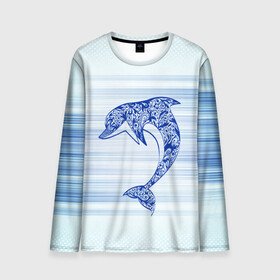Мужской лонгслив 3D с принтом Дельфин в Тюмени, 100% полиэстер | длинные рукава, круглый вырез горловины, полуприлегающий силуэт | cute | dolphin | два дельфина | дельфин | дельфин в море | дельфинами | милый | мир | подводный