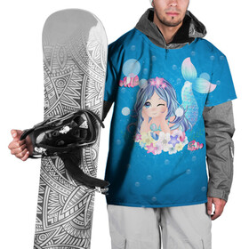 Накидка на куртку 3D с принтом Русалочка в Тюмени, 100% полиэстер |  | Тематика изображения на принте: mermaid | море | морская | моряк | пузыри | русалка | русалочка | рыбак | рыбки | тельняшка | якори | якорь