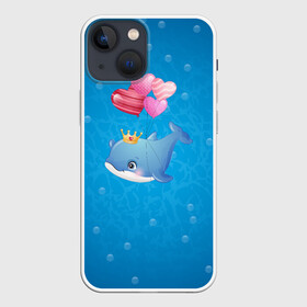 Чехол для iPhone 13 mini с принтом Дельфин с воздушными шариками в Тюмени,  |  | Тематика изображения на принте: cute | dolphin | два дельфина | дельфин | дельфин в море | дельфинами | милый | мир | подводный