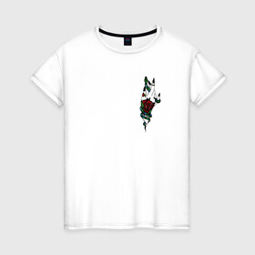 Женская футболка хлопок с принтом Serpent Hand в Тюмени, 100% хлопок | прямой крой, круглый вырез горловины, длина до линии бедер, слегка спущенное плечо | serpent | snake | змея | тату