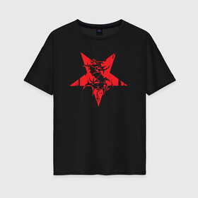 Женская футболка хлопок Oversize с принтом Sepultura: star в Тюмени, 100% хлопок | свободный крой, круглый ворот, спущенный рукав, длина до линии бедер
 | black | brazil | death | metall | rock | sepultura