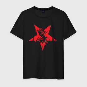 Мужская футболка хлопок с принтом Sepultura: star в Тюмени, 100% хлопок | прямой крой, круглый вырез горловины, длина до линии бедер, слегка спущенное плечо. | Тематика изображения на принте: black | brazil | death | metall | rock | sepultura
