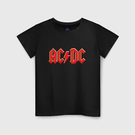 Детская футболка хлопок с принтом AC/DC в Тюмени, 100% хлопок | круглый вырез горловины, полуприлегающий силуэт, длина до линии бедер | ac | ac dc | ac|dc | angus young | dc. logo | hard | rock | ангус янг | логотип