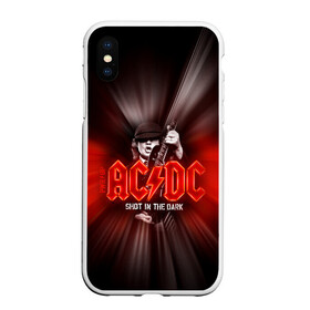 Чехол для iPhone XS Max матовый с принтом AC/DC: Angus Young в Тюмени, Силикон | Область печати: задняя сторона чехла, без боковых панелей | ac | ac dc | ac|dc | angus young | dc. logo | hard | rock | ангус янг | логотип