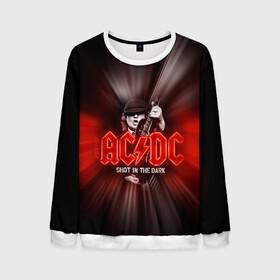 Мужской свитшот 3D с принтом AC/DC: Angus Young в Тюмени, 100% полиэстер с мягким внутренним слоем | круглый вырез горловины, мягкая резинка на манжетах и поясе, свободная посадка по фигуре | ac | ac dc | ac|dc | angus young | dc. logo | hard | rock | ангус янг | логотип