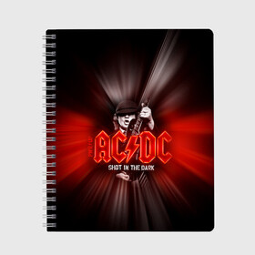 Тетрадь с принтом AC/DC: Angus Young в Тюмени, 100% бумага | 48 листов, плотность листов — 60 г/м2, плотность картонной обложки — 250 г/м2. Листы скреплены сбоку удобной пружинной спиралью. Уголки страниц и обложки скругленные. Цвет линий — светло-серый
 | ac | ac dc | ac|dc | angus young | dc. logo | hard | rock | ангус янг | логотип