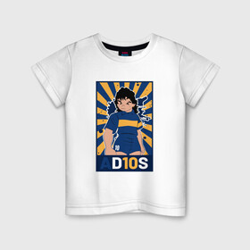 Детская футболка хлопок с принтом Maradona - Adios в Тюмени, 100% хлопок | круглый вырез горловины, полуприлегающий силуэт, длина до линии бедер | argentina | maradona | messi | sport | аргентина | гол | диего | марадона | месси | мяч | рука бога | спорт | футбол | чемпион