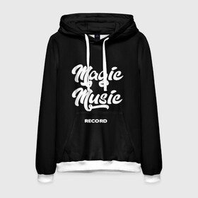 Мужская толстовка 3D с принтом Magic Music Record White on Black в Тюмени, 100% полиэстер | двухслойный капюшон со шнурком для регулировки, мягкие манжеты на рукавах и по низу толстовки, спереди карман-кенгуру с мягким внутренним слоем. | Тематика изображения на принте: magic | music | record | white on black | белая | белый на черном | знаменитость | музыкант