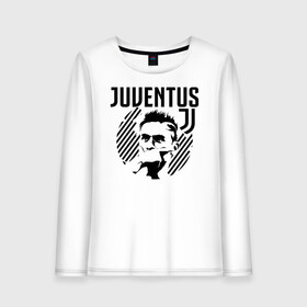 Женский лонгслив хлопок с принтом Juventus Paulo Dybala в Тюмени, 100% хлопок |  | 10 | ac milan | champions | fifa | juve | juventus | juvi | paulo dybala | soccer | uefa | дубала | лига чемпионов | номер | пауло дибала | сборная аргентины | спорт | уефа | фифа | фк | футбол | футболист | футбольный клуб | 