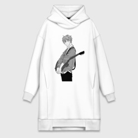 Платье-худи хлопок с принтом Сато Мафую с гитарой чб в Тюмени,  |  | given | аниме | гитара | гитарист | дарованный | мафую | музыкант | певец | сато | сенен ай