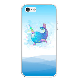 Чехол для iPhone 5/5S матовый с принтом Дельфин единорог в Тюмени, Силикон | Область печати: задняя сторона чехла, без боковых панелей | Тематика изображения на принте: cute | dolphin | unicorn | два дельфина | дельфин | дельфин в море | дельфинами | единорог | милый | мир | подводный