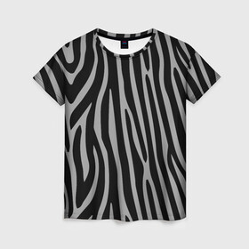 Женская футболка 3D с принтом Zebra Camouflage в Тюмени, 100% полиэфир ( синтетическое хлопкоподобное полотно) | прямой крой, круглый вырез горловины, длина до линии бедер | animal | blackandwhite | camouflage | stripes | zebra