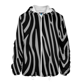 Мужская куртка 3D с принтом Zebra Camouflage в Тюмени, ткань верха — 100% полиэстер, подклад — флис | прямой крой, подол и капюшон оформлены резинкой с фиксаторами, два кармана без застежек по бокам, один большой потайной карман на груди. Карман на груди застегивается на липучку | Тематика изображения на принте: animal | blackandwhite | camouflage | stripes | zebra