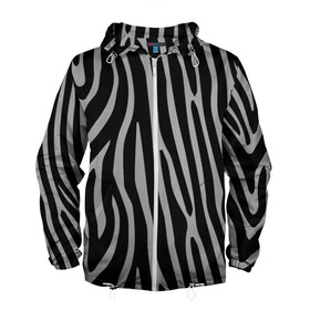 Мужская ветровка 3D с принтом Zebra Camouflage в Тюмени, 100% полиэстер | подол и капюшон оформлены резинкой с фиксаторами, два кармана без застежек по бокам, один потайной карман на груди | Тематика изображения на принте: animal | blackandwhite | camouflage | stripes | zebra