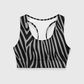 Женский спортивный топ 3D с принтом Zebra Camouflage в Тюмени, 82% полиэстер, 18% спандекс Ткань безопасна для здоровья, позволяет коже дышать, не мнется и не растягивается |  | animal | blackandwhite | camouflage | stripes | zebra