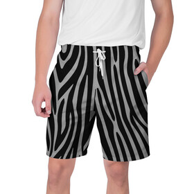 Мужские шорты 3D с принтом Zebra Camouflage в Тюмени,  полиэстер 100% | прямой крой, два кармана без застежек по бокам. Мягкая трикотажная резинка на поясе, внутри которой широкие завязки. Длина чуть выше колен | animal | blackandwhite | camouflage | stripes | zebra
