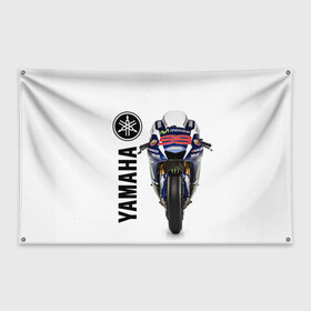 Флаг-баннер с принтом YAMAHA [002] в Тюмени, 100% полиэстер | размер 67 х 109 см, плотность ткани — 95 г/м2; по краям флага есть четыре люверса для крепления | Тематика изображения на принте: moto | yamaha | мотоцикл | ямана | ямаха