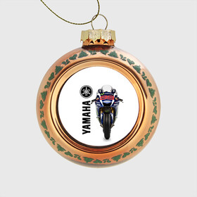 Стеклянный ёлочный шар с принтом YAMAHA [002] в Тюмени, Стекло | Диаметр: 80 мм | moto | yamaha | мотоцикл | ямана | ямаха