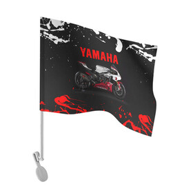 Флаг для автомобиля с принтом YAMAHA [004] в Тюмени, 100% полиэстер | Размер: 30*21 см | moto | yamaha | мотоцикл | ямана | ямаха