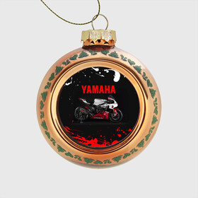 Стеклянный ёлочный шар с принтом YAMAHA [004] в Тюмени, Стекло | Диаметр: 80 мм | moto | yamaha | мотоцикл | ямана | ямаха