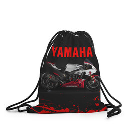 Рюкзак-мешок 3D с принтом YAMAHA [004] в Тюмени, 100% полиэстер | плотность ткани — 200 г/м2, размер — 35 х 45 см; лямки — толстые шнурки, застежка на шнуровке, без карманов и подкладки | moto | yamaha | мотоцикл | ямана | ямаха