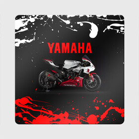 Магнит виниловый Квадрат с принтом YAMAHA [004] в Тюмени, полимерный материал с магнитным слоем | размер 9*9 см, закругленные углы | moto | yamaha | мотоцикл | ямана | ямаха