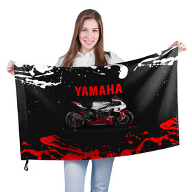 Флаг 3D с принтом YAMAHA [004] в Тюмени, 100% полиэстер | плотность ткани — 95 г/м2, размер — 67 х 109 см. Принт наносится с одной стороны | moto | yamaha | мотоцикл | ямана | ямаха