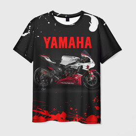 Мужская футболка 3D с принтом YAMAHA [004] в Тюмени, 100% полиэфир | прямой крой, круглый вырез горловины, длина до линии бедер | moto | yamaha | мотоцикл | ямана | ямаха