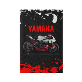Обложка для паспорта матовая кожа с принтом YAMAHA [004] в Тюмени, натуральная матовая кожа | размер 19,3 х 13,7 см; прозрачные пластиковые крепления | moto | yamaha | мотоцикл | ямана | ямаха