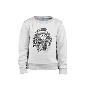 Детский свитшот хлопок с принтом Хомяк космонавт в Тюмени, 100% хлопок | круглый вырез горловины, эластичные манжеты, пояс и воротник | астронавт | астрономия | космонавты | космос | хомяк космонавт
