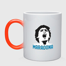 Кружка хамелеон с принтом Maradona Scream в Тюмени, керамика | меняет цвет при нагревании, емкость 330 мл | argentina | maradona | messi | sport | аргентина | гол | диего | марадона | месси | мяч | рука бога | спорт | футбол | чемпион