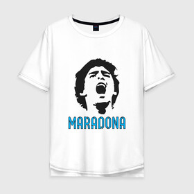Мужская футболка хлопок Oversize с принтом Maradona Scream в Тюмени, 100% хлопок | свободный крой, круглый ворот, “спинка” длиннее передней части | argentina | maradona | messi | sport | аргентина | гол | диего | марадона | месси | мяч | рука бога | спорт | футбол | чемпион