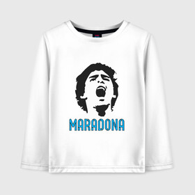 Детский лонгслив хлопок с принтом Maradona Scream в Тюмени, 100% хлопок | круглый вырез горловины, полуприлегающий силуэт, длина до линии бедер | argentina | maradona | messi | sport | аргентина | гол | диего | марадона | месси | мяч | рука бога | спорт | футбол | чемпион