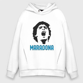 Мужское худи Oversize хлопок с принтом Maradona Scream в Тюмени, френч-терри — 70% хлопок, 30% полиэстер. Мягкий теплый начес внутри —100% хлопок | боковые карманы, эластичные манжеты и нижняя кромка, капюшон на магнитной кнопке | Тематика изображения на принте: argentina | maradona | messi | sport | аргентина | гол | диего | марадона | месси | мяч | рука бога | спорт | футбол | чемпион