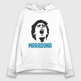 Женское худи Oversize хлопок с принтом Maradona Scream в Тюмени, френч-терри — 70% хлопок, 30% полиэстер. Мягкий теплый начес внутри —100% хлопок | боковые карманы, эластичные манжеты и нижняя кромка, капюшон на магнитной кнопке | argentina | maradona | messi | sport | аргентина | гол | диего | марадона | месси | мяч | рука бога | спорт | футбол | чемпион