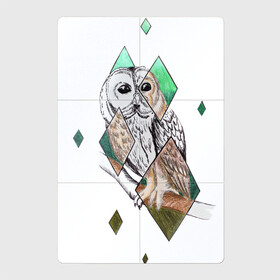 Магнитный плакат 2Х3 с принтом Owl rhombus в Тюмени, Полимерный материал с магнитным слоем | 6 деталей размером 9*9 см | геометрия | графика | природа | птицы | реализм | рисунок | ромб | ручная рисовка | сова