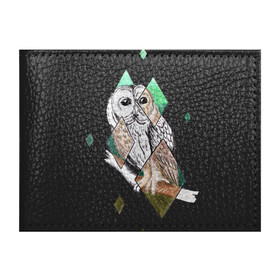 Обложка для студенческого билета с принтом Owl rhombus в Тюмени, натуральная кожа | Размер: 11*8 см; Печать на всей внешней стороне | геометрия | графика | природа | птицы | реализм | рисунок | ромб | ручная рисовка | сова