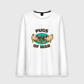Мужской лонгслив хлопок с принтом Pugs of War - Мопсы войны в Тюмени, 100% хлопок |  | art | cute pugs | english | funny art | game | god of war | parody | pug | английская надпись | год оф вар | игра | иллюстрация | канат | милые мопсы | мопс | мопсики | пародия | перетягивание каната | прикол | пуг | пугель | рисунок