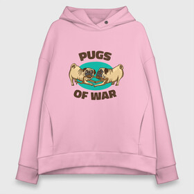 Женское худи Oversize хлопок с принтом Pugs of War - Мопсы войны в Тюмени, френч-терри — 70% хлопок, 30% полиэстер. Мягкий теплый начес внутри —100% хлопок | боковые карманы, эластичные манжеты и нижняя кромка, капюшон на магнитной кнопке | art | cute pugs | english | funny art | game | god of war | parody | pug | английская надпись | год оф вар | игра | иллюстрация | канат | милые мопсы | мопс | мопсики | пародия | перетягивание каната | прикол | пуг | пугель | рисунок