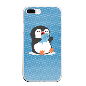 Чехол для iPhone 7Plus/8 Plus матовый с принтом Пингвин в Тюмени, Силикон | Область печати: задняя сторона чехла, без боковых панелей | ест рыбу | морские | океан | пингвин | пингвинчик | рыба | рыбку