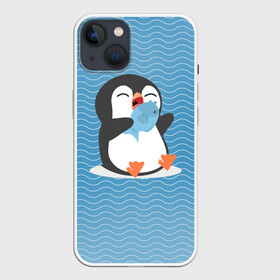 Чехол для iPhone 13 с принтом Пингвин в Тюмени,  |  | ест рыбу | морские | океан | пингвин | пингвинчик | рыба | рыбку