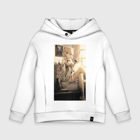 Детское худи Oversize хлопок с принтом Lumine fan art в Тюмени, френч-терри — 70% хлопок, 30% полиэстер. Мягкий теплый начес внутри —100% хлопок | боковые карманы, эластичные манжеты и нижняя кромка, капюшон на магнитной кнопке | art | fanart | game | genshin | impact | lumine | арт | люмин | фан