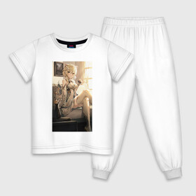 Детская пижама хлопок с принтом Lumine fan art в Тюмени, 100% хлопок |  брюки и футболка прямого кроя, без карманов, на брюках мягкая резинка на поясе и по низу штанин
 | Тематика изображения на принте: art | fanart | game | genshin | impact | lumine | арт | люмин | фан
