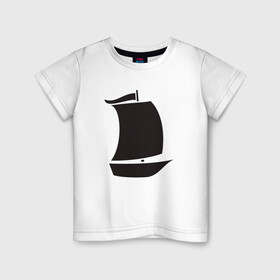 Детская футболка хлопок с принтом Парусная лодка в Тюмени, 100% хлопок | круглый вырез горловины, полуприлегающий силуэт, длина до линии бедер | sailboat | кораблик | корабль | лодка | парус | парусная лодка | тату | татуировка