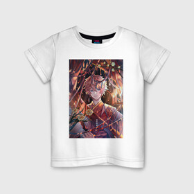 Детская футболка хлопок с принтом Tartaglia fan art в Тюмени, 100% хлопок | круглый вырез горловины, полуприлегающий силуэт, длина до линии бедер | art | fanart | game | genshin | impact | tartaglia | арт | тарталья | фан