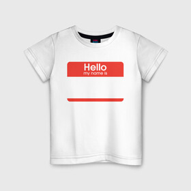 Детская футболка хлопок с принтом Стикер - напиши свое имя в Тюмени, 100% хлопок | круглый вырез горловины, полуприлегающий силуэт, длина до линии бедер | hello my name is | граффити | имя. | приветствие | стикер